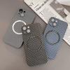 Funda protectora para iPhone 15 con patrón de fibra de carbono y succión magnética para Apple 14 Pro Max, película protectora de lente de cobertura completa de 13 pulgadas.