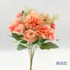 Brote de té flor de simulación combinación de flores rosa hortensia bolsa de té combinación de flores ramo de mango ramo de flores de boda decoración de pared ramo de flores pequeñas