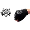 Guantes de Medio Dedo Protectores para Manillar de Bicicleta de Montaña al Aire Libre para Hombres y Mujeres, Guantes de Verano para Deportes y Fitness con Diseño de Cabeza de Lobo