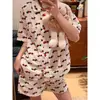 Pijama Coreano de Manga Corta para Mujer con Diseño de Perro Dachshund, Nuevo Verano 2026, Conjunto de Ropa de Casa con Shorts de Talla Grande, Se Puede Usar Afuera