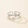 Anillos de Moda Transfronterizos Europeos y Americanos de Lujo Ligero con Circonita para Mujer, Simples y Versátiles, Anillos Abiertos Ajustables de Gama Alta al por Mayor