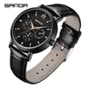 Reloj de Nicho Popular Sanda para Hombres y Mujeres, Reloj de Cuarzo de Tres Ojos y Seis Manecillas, Elegante y Moderno, Disponible para Suministro Directo