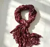 Bufanda plisada floral verde oscuro vintage para mujer, bufanda fina de seda texturizada, chal decorativo de primavera y otoño