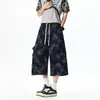 Shorts de Verão Masculino Tie-Dye Vintage Fresco Oversized Comprimento do Joelho Marca da Moda Shorts Cool para Trabalho