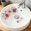 Fun-F975 Flor Colorida Personalizada Folhas Verdes Decoração de Banheiro de Casa Adesivos de Embelezamento Adesivos de Parede Autoadesivos Atacado
