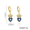 Brincos Elegantes Franceses Banhados a Cobre Ouro Real Zircônia Olhos de Gota de Óleo Coração Brincos Distintivos para Mulheres Fornecimento Transfronteiriço