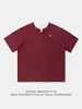 Camiseta de Manga Corta con Cuello en V Estilo Lujo Ligero Old Money Falsa de Dos Piezas 26 Verano Nuevo Camiseta de Manga Media de Punto Waffle Rojo Ankela