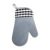 Luvas de Forno de Silicone para Cozinha Microondas Resistentes ao Calor Anti-Escaldamento Isolamento Térmico Xadrez Forradas Dois Dedos Antiderrapantes Espessas