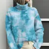 Estación Independiente de Amazon Temu Chaqueta Cardigan Suéter de Cuello Alto Estampado Abstracto Tie-Dye 3D para Mujer E127