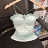 Sexy Camisola Plisada de Cuello Halter para Mujer, Nuevo Top Básico Ajustado de Principios de Primavera