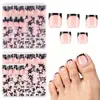 Artículo popular de comercio exterior: 160 piezas de uñas negras estilo francés postizas, puntas de uñas de los pies color nude clásicas y elegantes, estilo corto, arte de uñas autoadhesivo