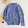 Cárdigan con cremallera y cuello alto retro retorcido, tops de manga larga de otoño e invierno para niños, prendas de punto básicas holgadas para niños y niñas