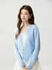 Nuevo cárdigan de punto de cachemira con cuello en V para otoño e invierno para mujer, manga larga, versátil, con botones, abrigo suéter de lana, top suéter de lana de lujo ligero