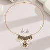 2024 Estilo Étnico Transfronterizo Bohemio Estilo Retro Borla de Perlas Colgante Gota de Agua Collar Aretes Set de Dos Piezas para Mujer