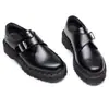 Zapatos Bajos de Cuero con Suela Gruesa y Hebilla para Mujer 1461 Transfronterizos, Piel Genuina, Estilo Británico, Casual, Estudiante, Suela de Plataforma de Grosor Medio