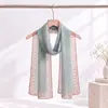 Lenço leve de georgette 50*160 com estampa de padrão labirinto, lenço longo com proteção solar para mulheres, lenço de praia para exterior, tecido de seda