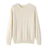 Suéter tejido de algodón puro de cuello redondo estilo casual para mujer, nuevo suéter cálido jacquard engrosado de manga larga para otoño e invierno