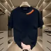 Camiseta Masculina Tendência de Luxo Manga Curta Verão 2025 Novo Estilo Ins Solta Fina Gola Redonda Algodão Puro Top Fresco Tee