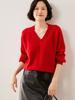 Suéter de Cachemira Cuello en V Sencillo Color Sólido Punto de Lingote Nuevo para Otoño e Invierno para Mujer Suéter de Punto Grueso Estilo Holgado Perezoso