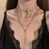 Gritaria de Menina Millennial Gola Gargantilha de Couro Rachado Feminina Marrom Subcultura Punk Anel de Metal Corrente para Clavícula Corrente