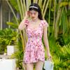 Traje de Baño Conservador Nuevo Adelgazante Dividido Manga Corta Moda Niña Estilo Vacaciones de Playa Traje de Baño Hecho Listo Venta al Mayoreo