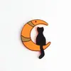 Decoración Colgante de Madera de Halloween Balcón Ventana Luna Gato Sombrero de Mago Calabaza Disfraz Fiesta de Fantasmas Dibujos Animados