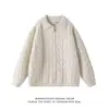 Suéter Polo de Punto Trenzado Europeo y Americano para Hombre Ajuste Delgado Fresco y Transpirable Suéter de Manga Larga Suéter Polo con Cuello Texturizado