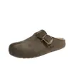 Zapatos de media caña retro nuevos de cuero esmerilado transfronterizos para mujer, zapatos de peluche Birkenstock, estilo perezoso japonés versátiles, talla grande, comercio exterior para mujer