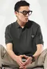 2026 Verano Talla Grande Hombre Estilo Retro Hong Kong Camisa Polo Top con Solapa Camiseta de Manga Corta Holgada Casual Media Manga