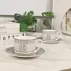 Taza Retro Europea para Pareja Taza de Café y Platillo de Porcelana de Hueso Juego Souvenir Retro Francés Regalo de Cumpleaños Mudanza a Casa Nueva
