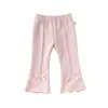 Pantalones de Campana para Bebé Ins2026 para Niñas, Pantalones Casuales de Modal Clase A, Ropa Exterior Estilo Europeo y Americano con Leggings de Moño