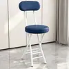 Silla Plegable para Uso Doméstico con Respaldo Suave, Silla de Escritorio Simple, Taburete Plegable para Dormitorio, Taburete Pequeño para Balcón, Taburete Redondo Portátil