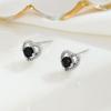 Aretes de Plata Esterlina S925 Color Zirconia con Forma de Corazón Combinan con Todo Amor Aretes Simples de Moda Joyería Elegante para Mujer