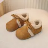 Zapatos de Algodón Estilo Coreano para Niñas Invierno 2025 Zapatos Birkenstock para Niños con Forro de Felpa, Zapatos de Princesa con Suelas Suaves, Mocasines Cálidos Modernos