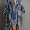 Amazon 2026 Verão Novo Estilo Europeu e Americano Moda Estampa Xadrez Solto Casual Vestido Longo Feminino