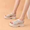 Sandálias Casuais de Solado Grosso para Mulheres, Novo Estilo Coreano de Verão Respiráveis Vazadas Peep-Toe para Estudantes