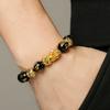 Pulsera valiente de obsidiana de imitación que conserva el color transfronteriza, pulsera valiente dorada con la verdad de los seis caracteres, suministro directo de fábrica