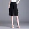 Pantalones Cortos de Gasa de Talla Grande para Verano 100kg para Mujer, Pantalones Anchos de Cintura Alta Holgados, Estilo Mamá de Mediana Edad y Anciana, Pantalones tipo Falda Falsos de Dos Piezas