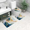 Juego de tres piezas para baño y WC Amazon transfronterizo, alfombrilla absorbente para suelo de baño, alfombrilla decorativa para WC de mármol de franela