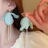 Pendientes de Tul con Flor de Cristal y Borla Dulces Moda Fresca Estilo Casual Diseño de Gancho para Oreja Pendientes de Nicho Venta al por Mayor
