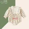 Roupas de Inverno para Meninas com Lã Grossa, Estampa Floral Elegante, Macacão de Bebê, Roupas para Bebê Menina, Direto da Fábrica, Macacão de Engatinhar, Estilo Ins