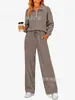 Comércio exterior europeu e americano, roupas femininas transfronteiriças, best-seller da Amazon, conjunto de calças casuais de manga longa caneladas com gola com zíper, primavera-verão