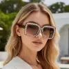 Óculos de Sol Clássicos Europeus e Americanos com Céu Estrelado e Armação Grande, Óculos de Sol Estilosos e Versáteis para Street Style com Cravação de Diamantes, Óculos Populares para Mulheres