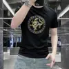 Nuevo top de verano para hombre, cuello redondo, manga corta, moderno, corte ajustado, algodón de seda de hielo, ropa casual y elegante para hombre