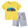 Camiseta infantil de verano 2023, nueva ropa infantil de comercio exterior, pantalones de manga corta de algodón coreano para niños, traje de dos piezas