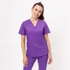 Uniforme de Enfermería Elástico de Manga Corta para Mujer Conjunto de Dos Piezas Ropa de Trabajo para Dentista Ropa Quirúrgica Elástica