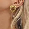 E14362 Pendientes Transfronterizos de Otoño e Invierno, Nuevo Diseño Retro con Forma de Corazón y Gota de Agua, Pendientes de Estilo Lujo Ligero de Nicho
