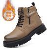 Botas Martin Masculinas Outono e Inverno Novas com forro de lã Quentes Cano alto Casual Fundo grosso Ferramentas Moda All-match Botas de algodão para homens