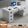 Escritorio de computadora, escritorio de oficina de escritorio, escritorio pequeño para el hogar con cajones, escritorio simple para apartamentos de alquiler, dormitorio, escritorio de estudio para estudiantes
