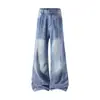 Jeans Vintage Lavado da Moda Tendência Estilo Americano Outono para Homens e Mulheres, Calças de Cintura Alta Elegantes Atacado